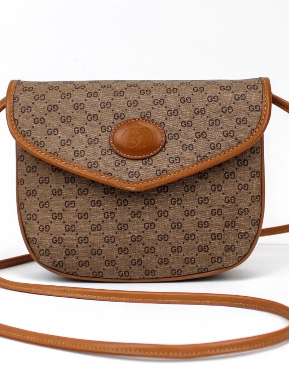 VINTAGE Gucci Beige & Brown Micro GG Monogram Crossbody Bag